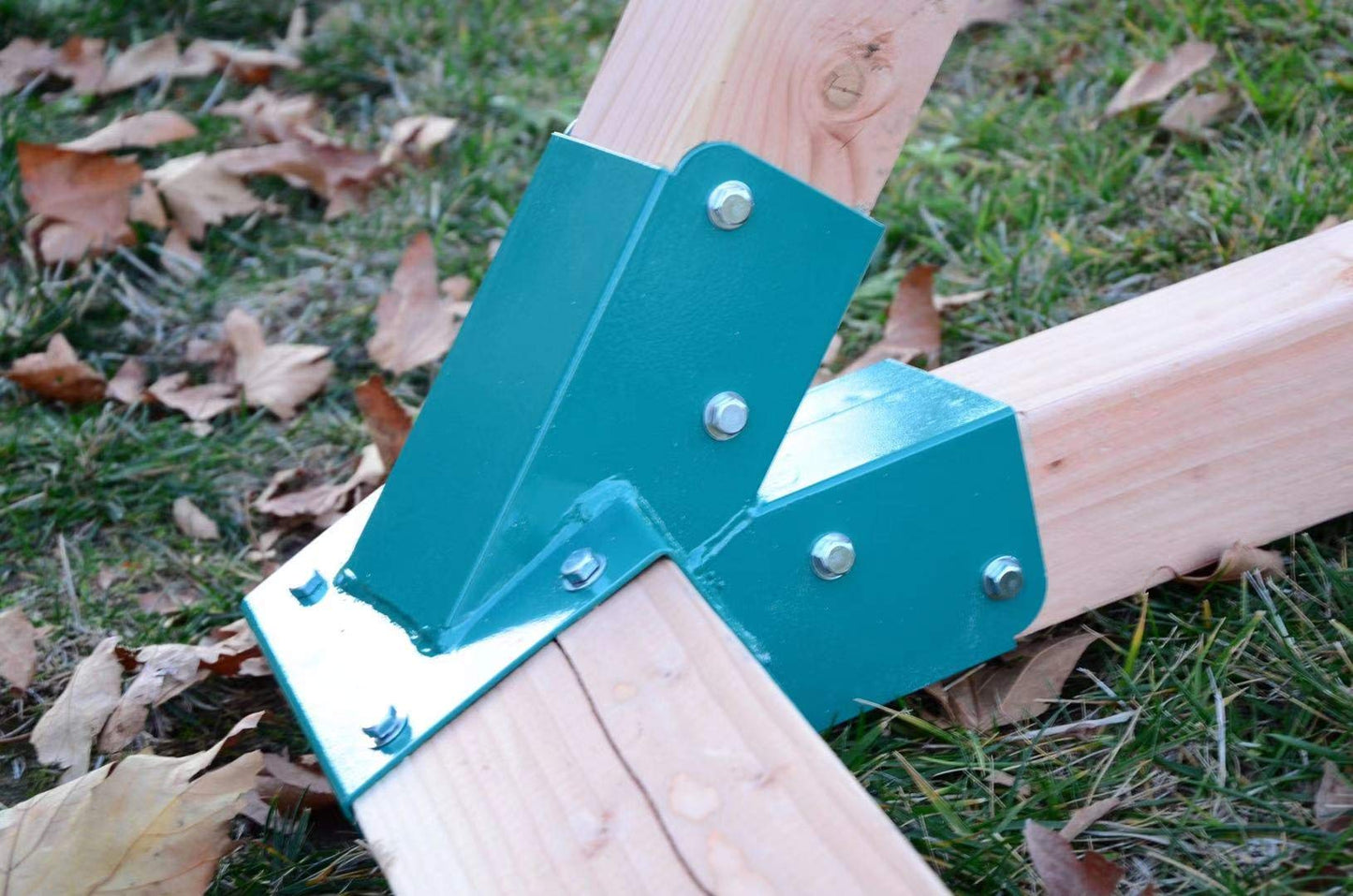 HANDYGO Swing Set Brackets - Heavy Duty Steel Kit, 2 DIY Wooden Swing Hardware Bracket, Playground Equipment Parts, with Mounting Accessories, for Outdoor Play, Green