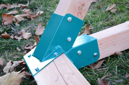 HANDYGO Swing Set Brackets - Heavy Duty Steel Kit, 2 DIY Wooden Swing Hardware Bracket, Playground Equipment Parts, with Mounting Accessories, for Outdoor Play, Green