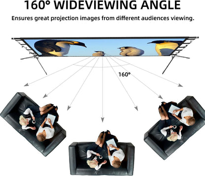 Lejiada 150" Portable Projector Screen with Stand, Foldable & Anti-Crease, HD 4K Movie Screen for Outdoor/Indoor Use, Home Theater, Parties & Business Presentations - Includes Carry Bag