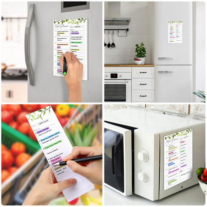 Joyberg 2 PCS Weekly Meal Planner Magnetic for Fridge 8.3x5.5”, Undated Weekly Meal Planner and Grocery List Tearable Shopping List, Magnetic Menu Planner for Fridge for Weekly Plan - 50 Pages/Book