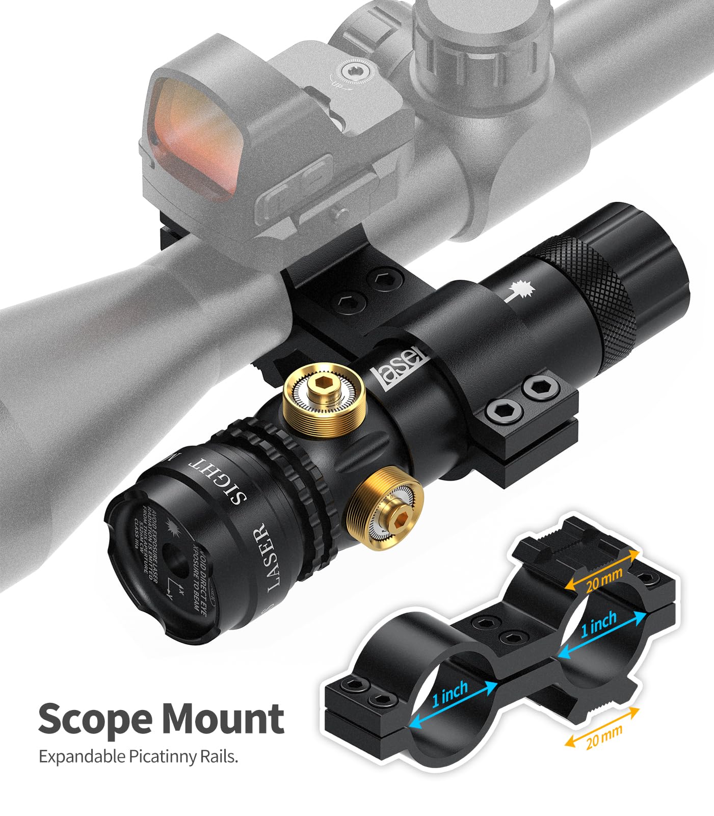 Feyachi GL-6 Tactical Green Laser Sight with Picatinny Rail Mount and Barrel Mount Include Pressure Switch
