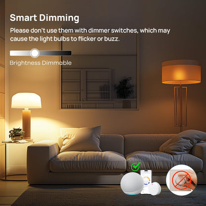 Linkind Matter Smart Light Bulb, Smart Bulbs Work with Apple Home, Siri, Alexa, Google Home, SmartThings, Color Changing Light Bulbs RGTBW Music Sync, Mood Lights, 2.4Ghz WiFi A19 E26 60W 800LM 3 Pack
