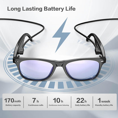 AI Smart Glasses, Bluetooth Glasses with 163 Translation, Anti-Blue Light Glasses for Men Women, 7 Day Ultra-Long Standby, UV Protection, Waterproof, Wireless Music & Calls, Voice Control Glasses