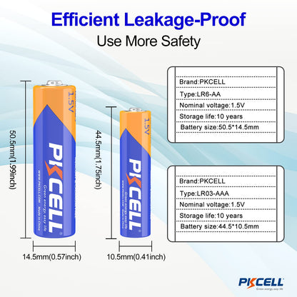 PKCELL AA AAA Batteries Combo Pack 24 Count - 12 Double AA Batteries and 12 Triple AAA Batteries, 1.5V High-Performance Alkaline Batteries Value Pack, 10-Year Shelf Life