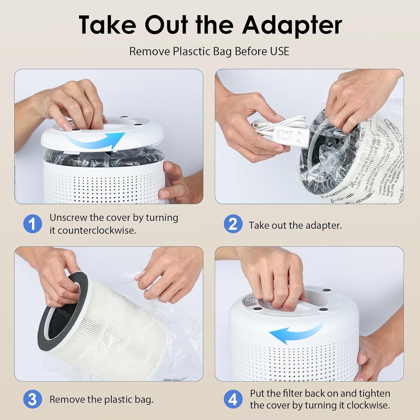 MOOKA Air Purifiers for Home Large Room up to 1095ft², H13 HEPA Filter Air Cleaner for Pets Bedroom Remove Smoke Dust Pollens Dander, Room Air Purifier with Timer Lock 4 Modes Night Light, M02