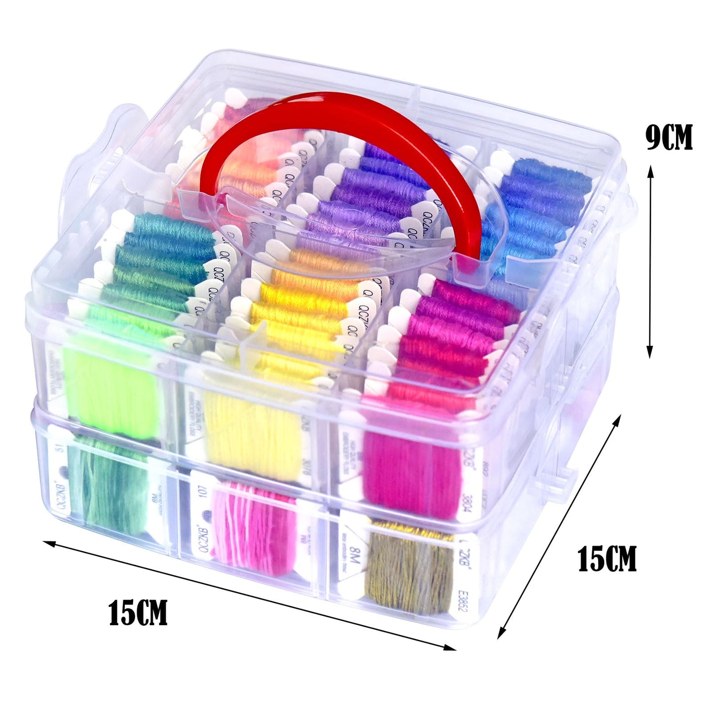 QCZKB 188 Embroidery Floss Set Including Cross Stitch Threads Friendship Bracelet String with 2-Tier Transparent Box, Floss Bobbins and Cross Stitch Kits