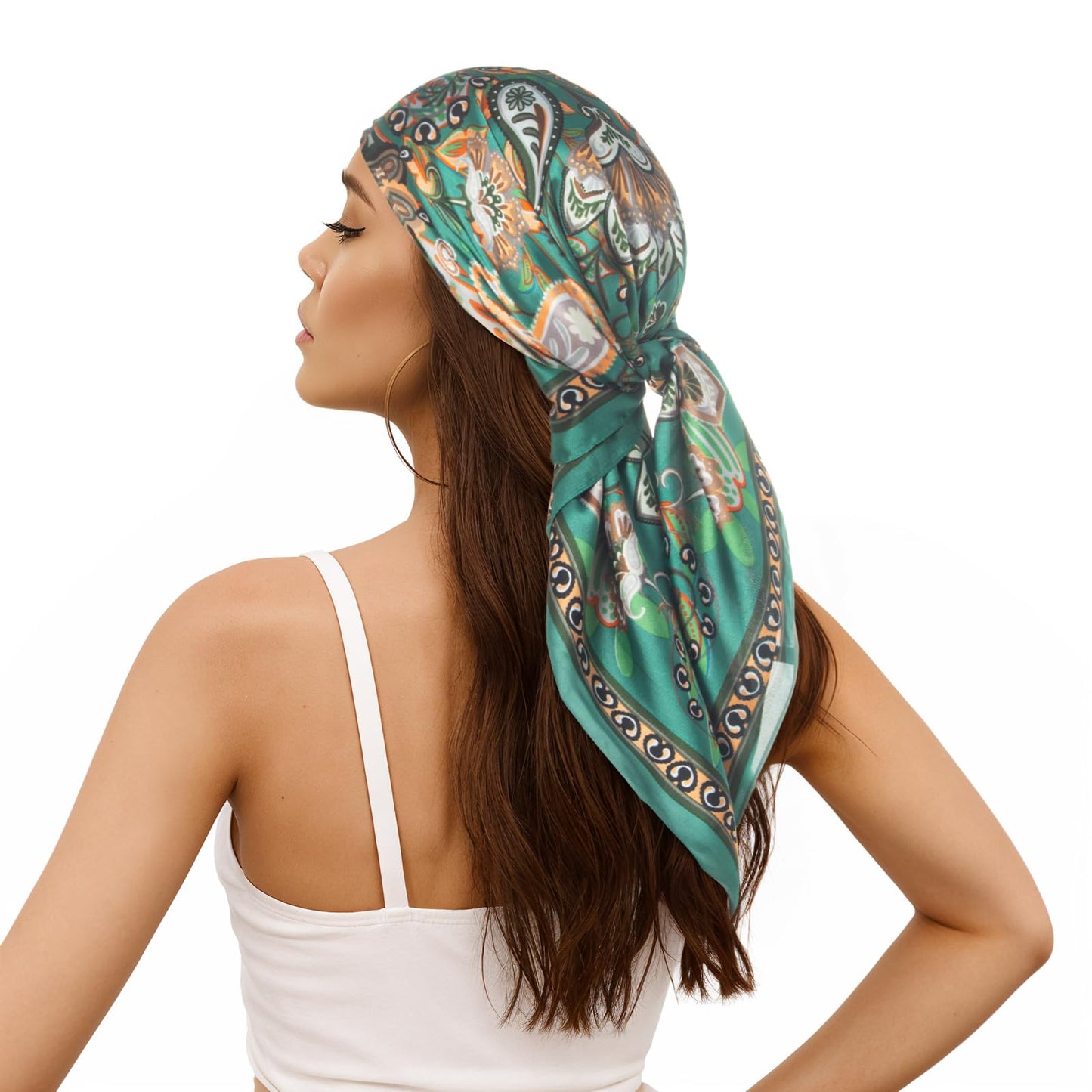 RIIQIICHY 27.5” Head Scarf for Women Hair Wrapping Like Silk Neck Scarves Square Banabana