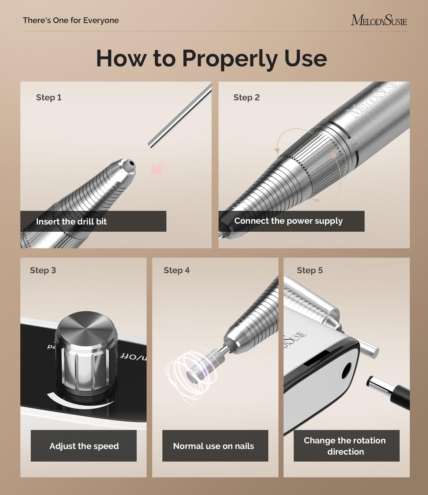 MelodySusie Professional Rechargeable 30000 rpm Nail Drill,SC320H Portable Electric E File Scamander, Acrylic Gel Grinder Tools with 6 Bits and Sanding Bands for Manicure Pedicure Carve Polish (White)