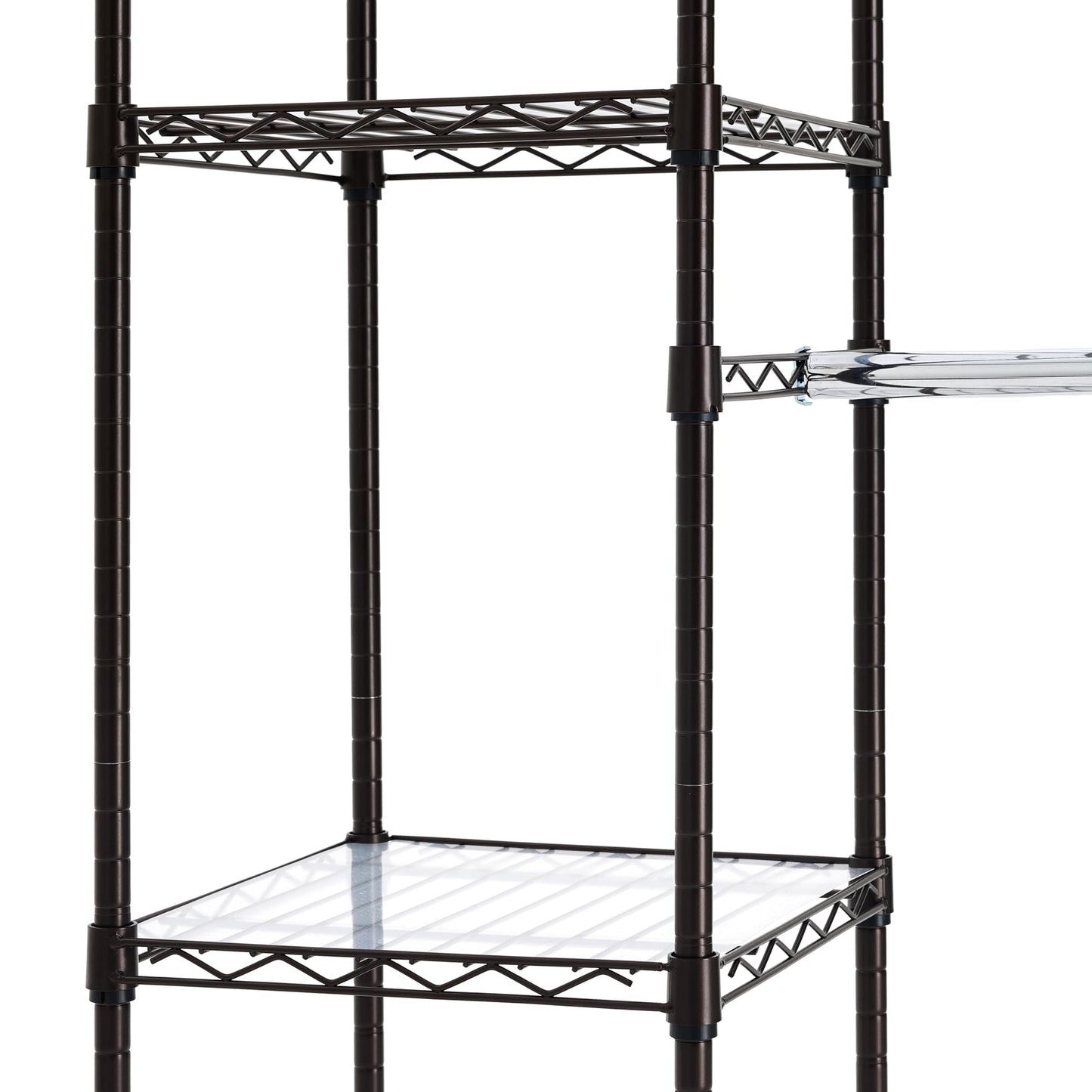 Amazon Basics Expandable Metal Hanging Closet Organizer and Storage Rack Wardrobe with Shelves, 57-80''L x 14''W x 72''H, Bronze