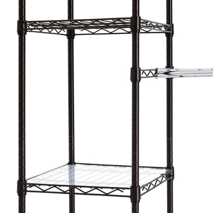 Amazon Basics Expandable Metal Hanging Closet Organizer and Storage Rack Wardrobe with Shelves, 57-80''L x 14''W x 72''H, Bronze