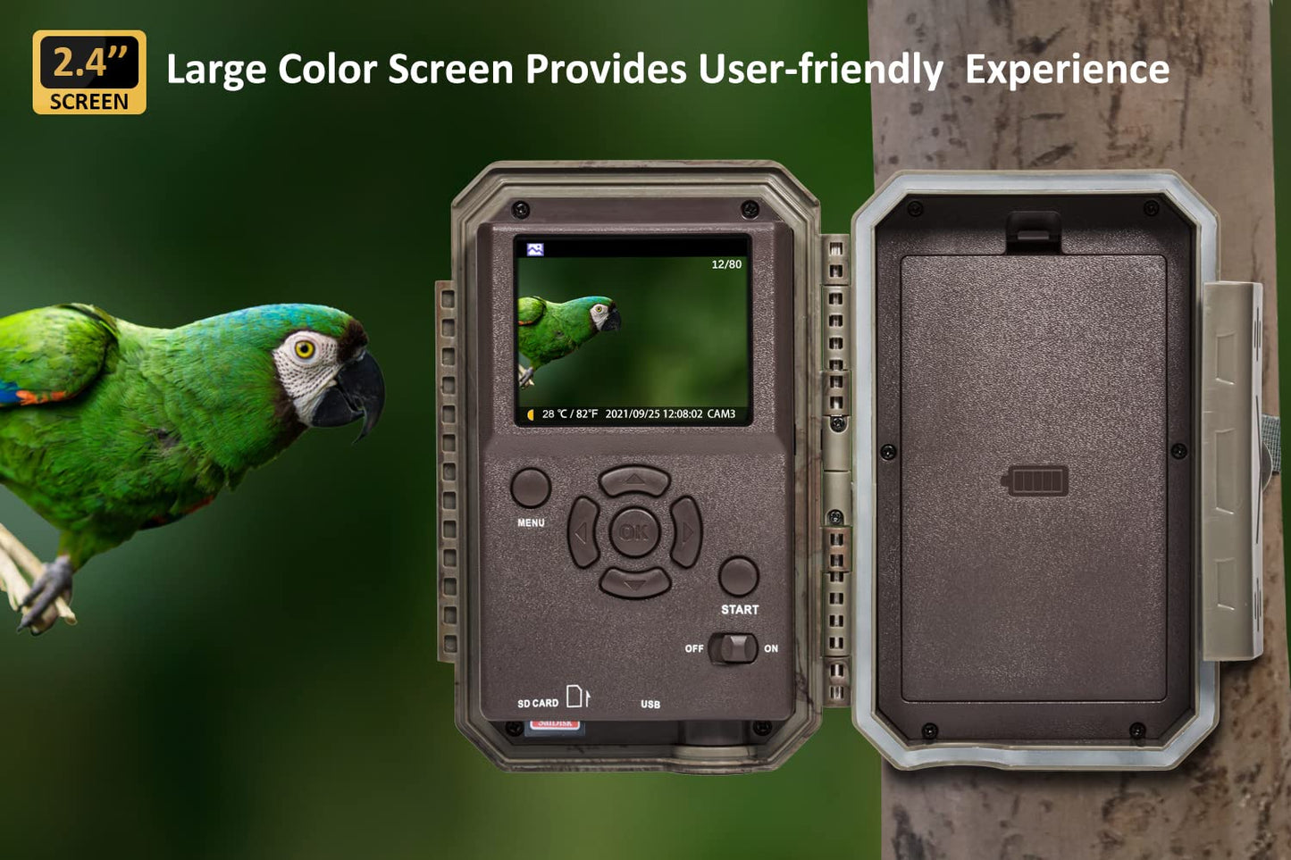 Meidase P70 Trail Camera, 64MP 1296p, Game Cameras with No-Glow IR Night Vision, Motion Activated, Waterproof for Wildlife Deer Cams, Hunting