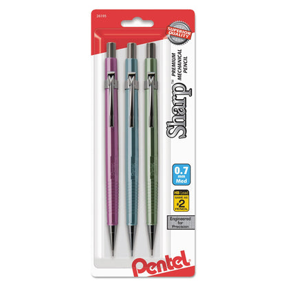 Pentel P207MBP3M1 Sharp Mechanical Drafting Pencil 0.7 mm Assorted Pastel Barrels 3/Pack