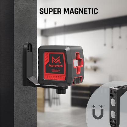 Motovera Laser Level, 100 feet Self Leveling Laser Level, Green Cross Line Rotary Lasers, 4 Brightness Adjustment, Manual Self leveling and Pulse Mode, IP54 Waterproof Battery Carrying Bag Included