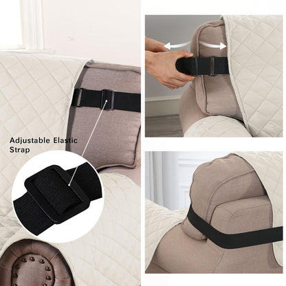 H.VERSAILTEX Reversible Couch Cover for 3 Cushion Cover Pet Friendly Sofa Cover for Dog Washable Furniture Protector Water Resistant Slipcover with Non Slip Elastic Strap(Sofa, Ivory/Beige)