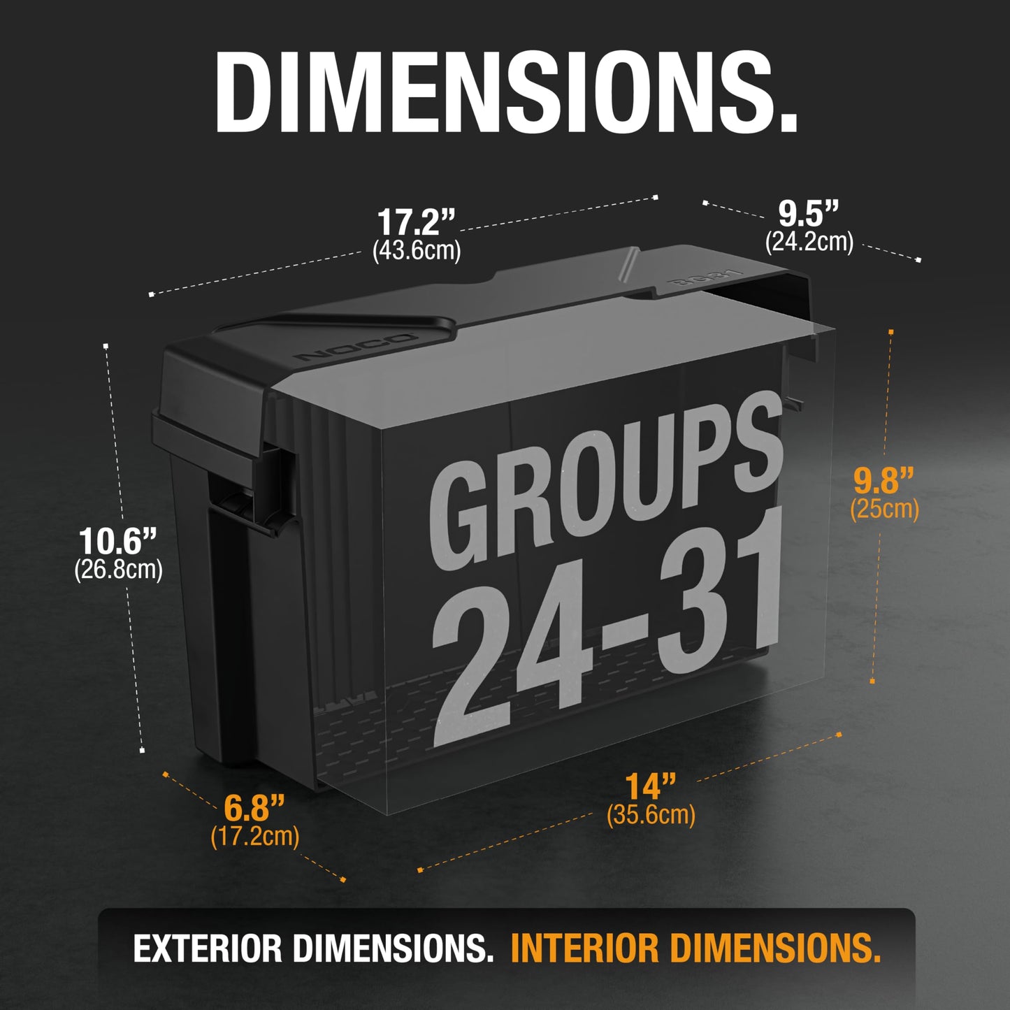 NOCO Snap-Top BG31 Battery Box, Group 24-31 12V Battery Box for Marine, Automotive, RV, Boat, Camper and Travel Trailer Batteries