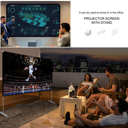 Projector Screen with Stand 120 inch 16:9 HD 4K Outdoor Indoor Projection Screen for Home Theater 3D Fast-Folding Projector Screen with Stand Legs and Carry Bag Projection Movie Wrinkle-Free