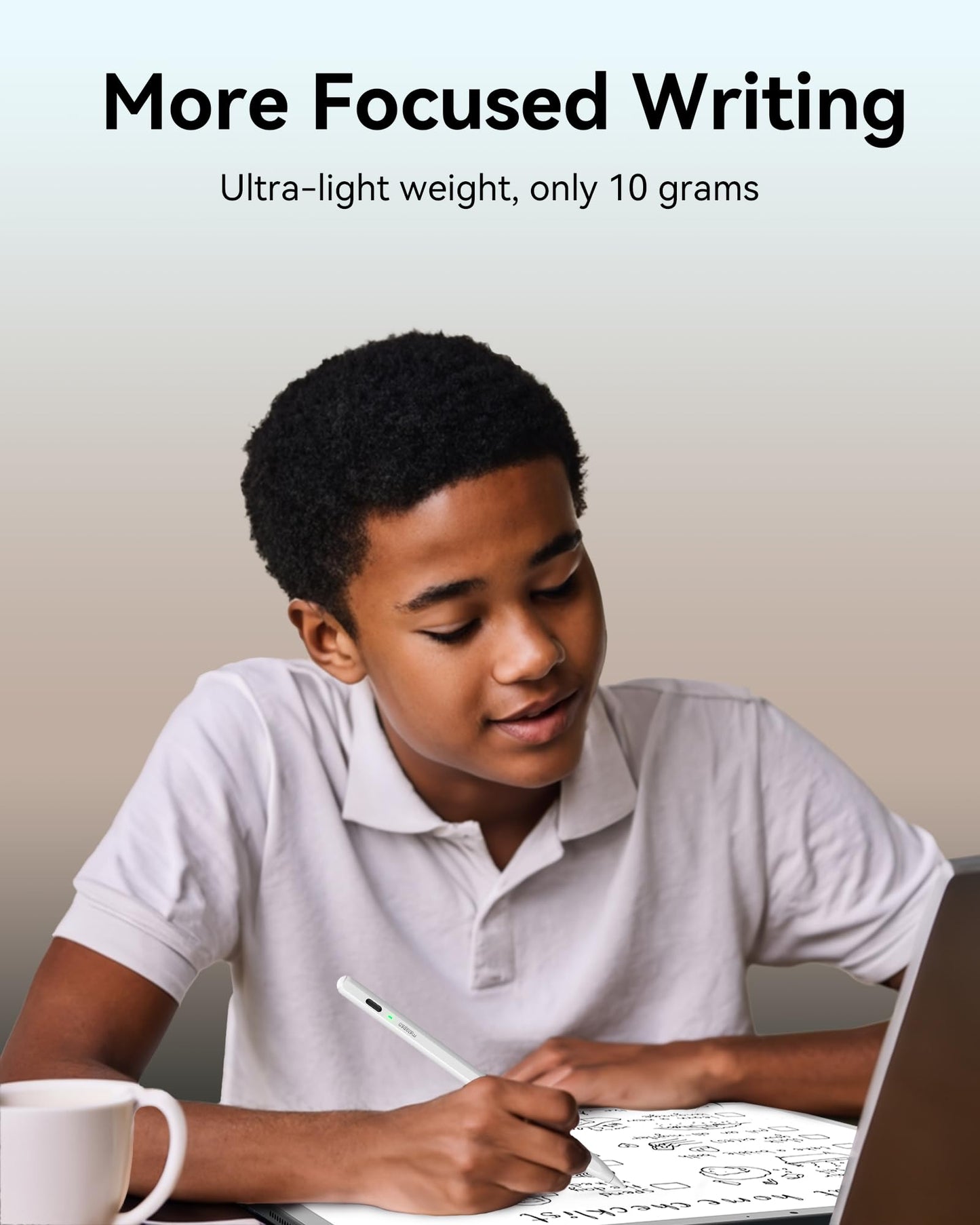 Metapen Pencil Air8 for Apple iPad 2018-2025, 10 Min Faster Charge, Palm Rejection Stylus Pen for iPad a16/11/10/9/8/7/6th Gen, Pro 12.9/11/13-inch M4, Air 3/4/5/M2/M3, Mini 5/6th