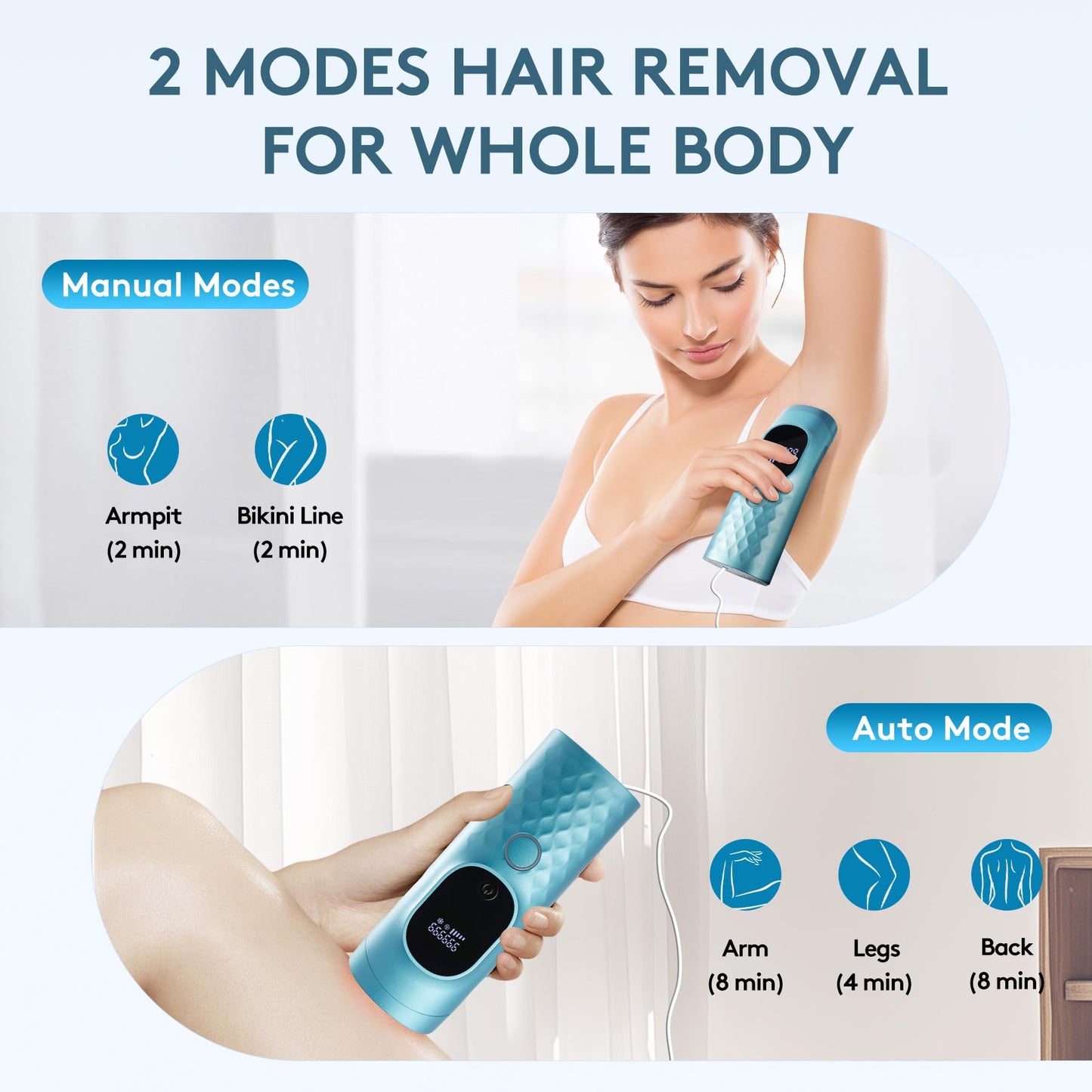 Laser Hair Removal for Women and Men - Permanent Painless Ice Cooling IPL Device Remover Machine with Shaver, Goggles, 999,999 Flashes for Body and Face, Corded