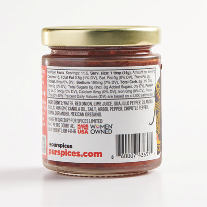 PUR Spices Chipotle Fire Spicy Hot Sauce I Chili Pepper Cooking Paste for Dipping, Chili Seasoning, Taco Sauce, Salsa I Plant Based, Gluten Free, No sugar added, Preservative and Additive Free I 6oz Jar