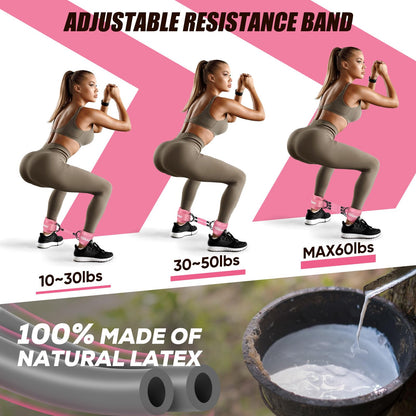 KUZARO Ankle Resistance Bands with Cuffs, Ankle Weights Bands for Working Out, Women Leg and Glutes Workout Equipment, Exercise Bands for Kickbacks, Butt and Booty Trainer, Home Gym Fitness Equipment