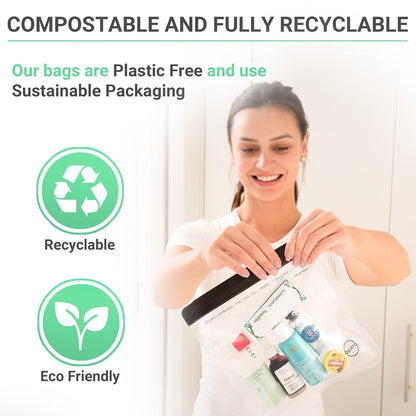 Ogato 3pcs - Clear TSA Approved Toiletry Bag - Our Quart Size Clear Toiletry Bags are Security Approved Worldwide for Liquids & Cosmetics - 100% 3-1-1 Compliant Travel Bags for Toiletries