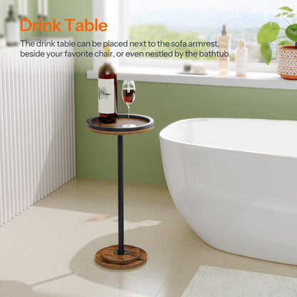 HOOBRO Small Round Side Table, Drink Table, Coffee Martini Table with Pedestal for Small Spaces in Living Room, Bedroom, Sofa Couch, Rustic Brown BF168BZ01