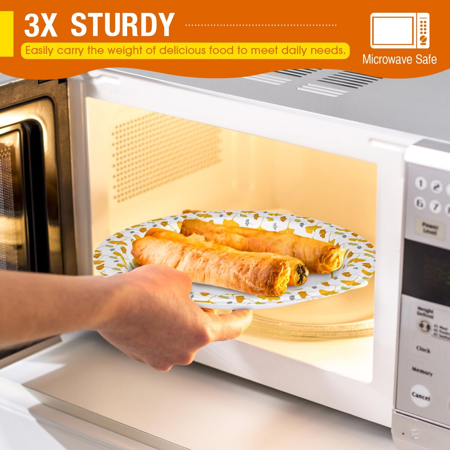 Ginkgo Paper Plates 8.5 Inch Bulk 150 Count, Thickened Heavy Duty Disposable Paper Plates for Party and Dinner