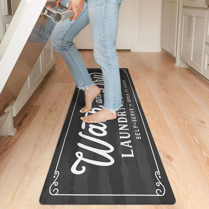 KOZYFLY Laundry Room Rug Runner 20"x60" Non Slip Kitchen Rugs Washable Laundry Room Mat Waterproof Mudroom Floor Carpet Runner Farmhouse Decor, 1.7x5ft, Dark Grey, Wash and Dry