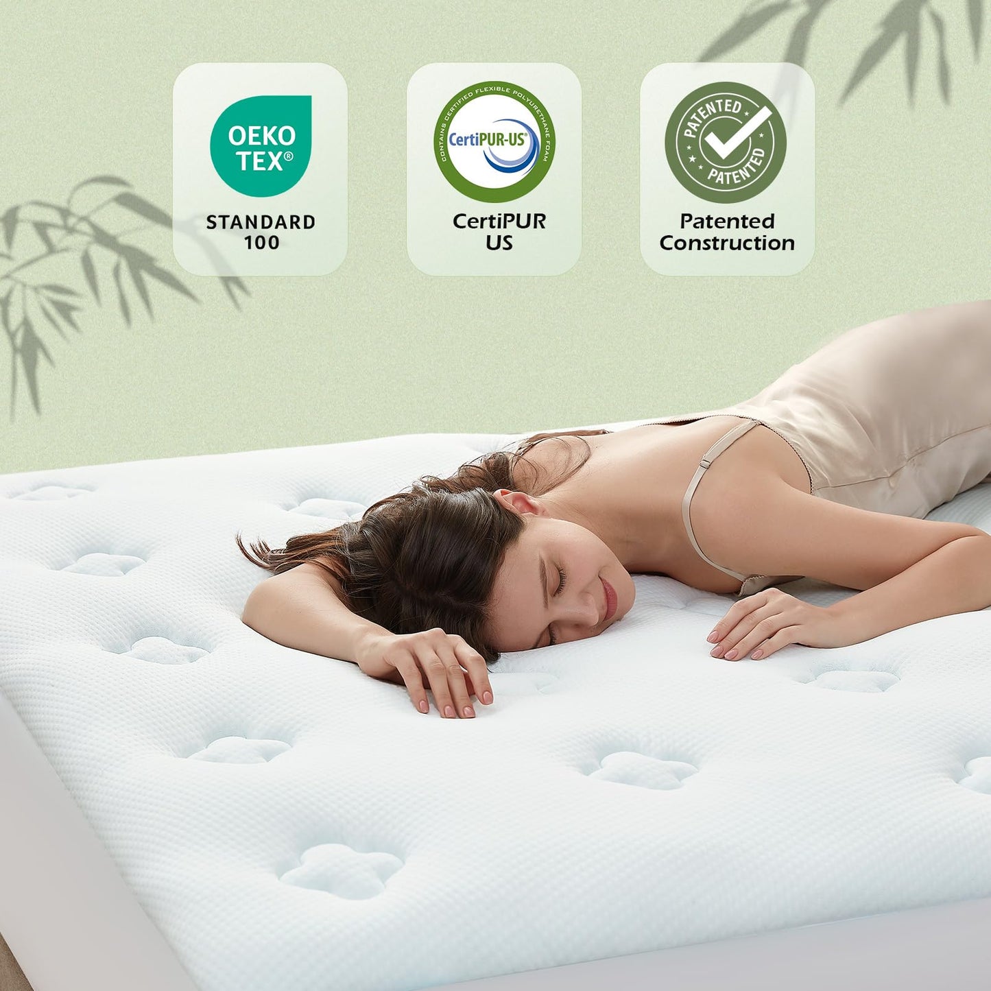 Hansleep Queen Mattress Topper Viscose Derived from Bamboo, Memory Foam Pillow Top Mattress Topper Queen with Deep Pocket, Breathable Mattress Pad for Back Pain Relief, 60" x80", White