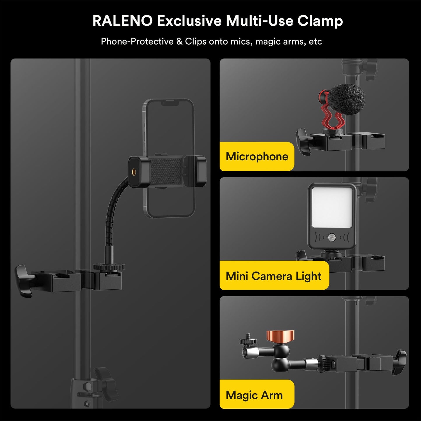 RALENO 13" LED Video Light, 2-Pack Bi Color Photography Lighting Kit with 75" Stand & Phone Clip, CRI 95+ Studio Lights with 8000mAh Built-in Battery for TikTok/YouTube/Live Streaming/Videography