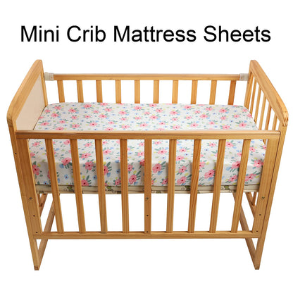 Onacosht Pack n Play Playard Fitted Sheets 2 Pack Set for Baby Girl Soft Stretchy Jersey Knit Portable Mini Crib Mattress Cover, Pink Floral