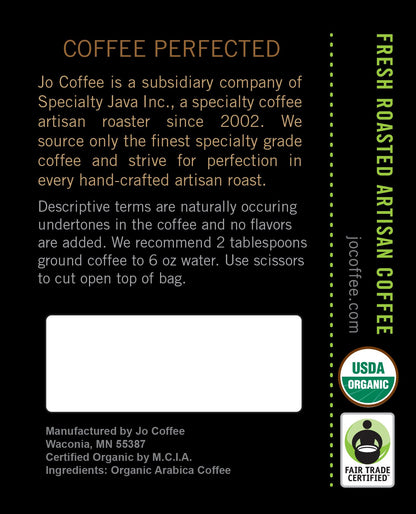 FARMERS MARKET JO: 2 lb, Organic Ground Coffee, Lighter Roast, 100% USDA Certified Organic, Fair Trade Certified, Kosher, Soft Velvet Feel, 100% Arabica Specialty Coffee, Non-GMO, Gluten Free