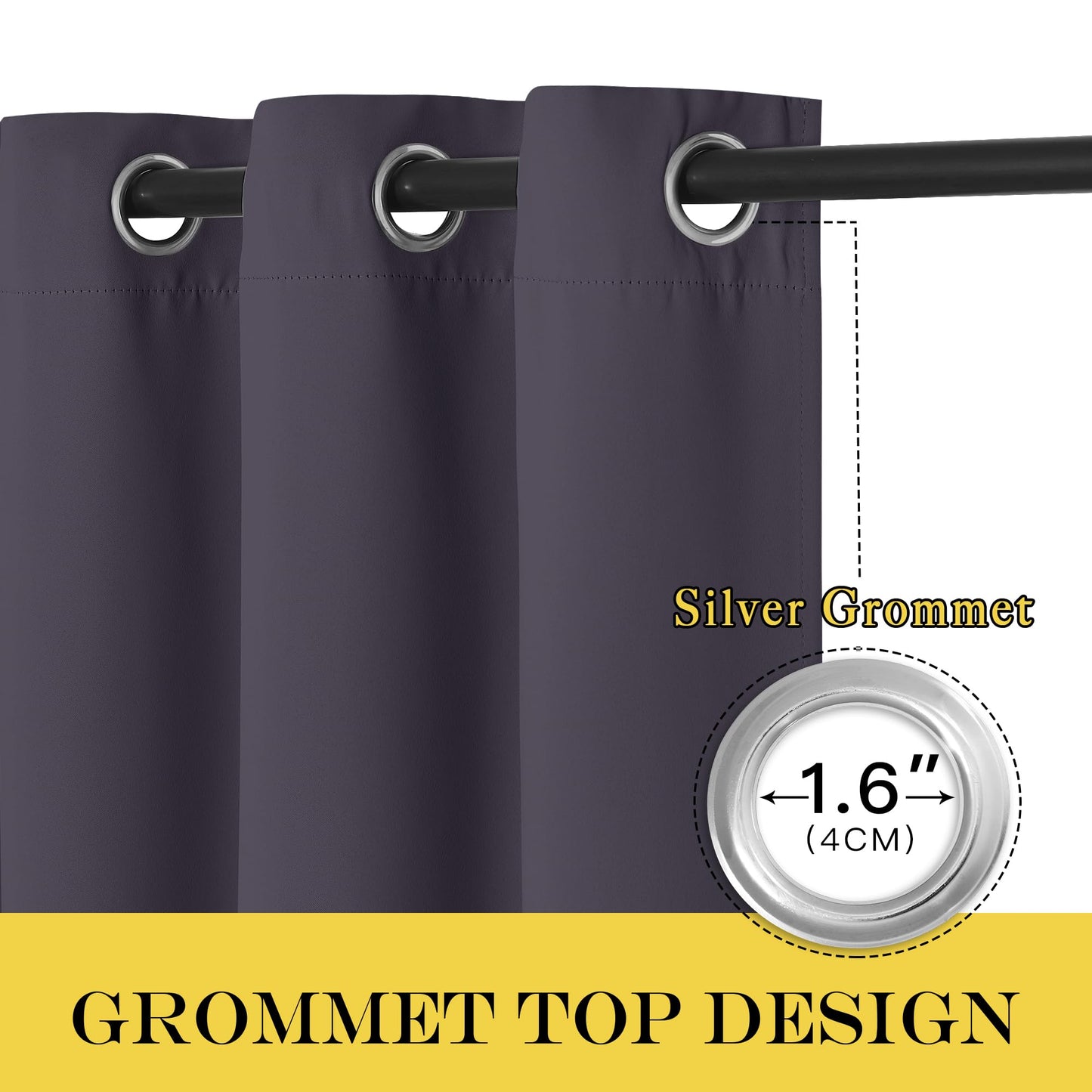 NICETOWN Blackout Drapery Curtain Panel 90 inches Long - Window Treatment Thermal Insulated Grommet Blackout Curtain/Drape for Bedroom Living Room (Greyish Purple, 1 Panel, 46 by 90 inches)