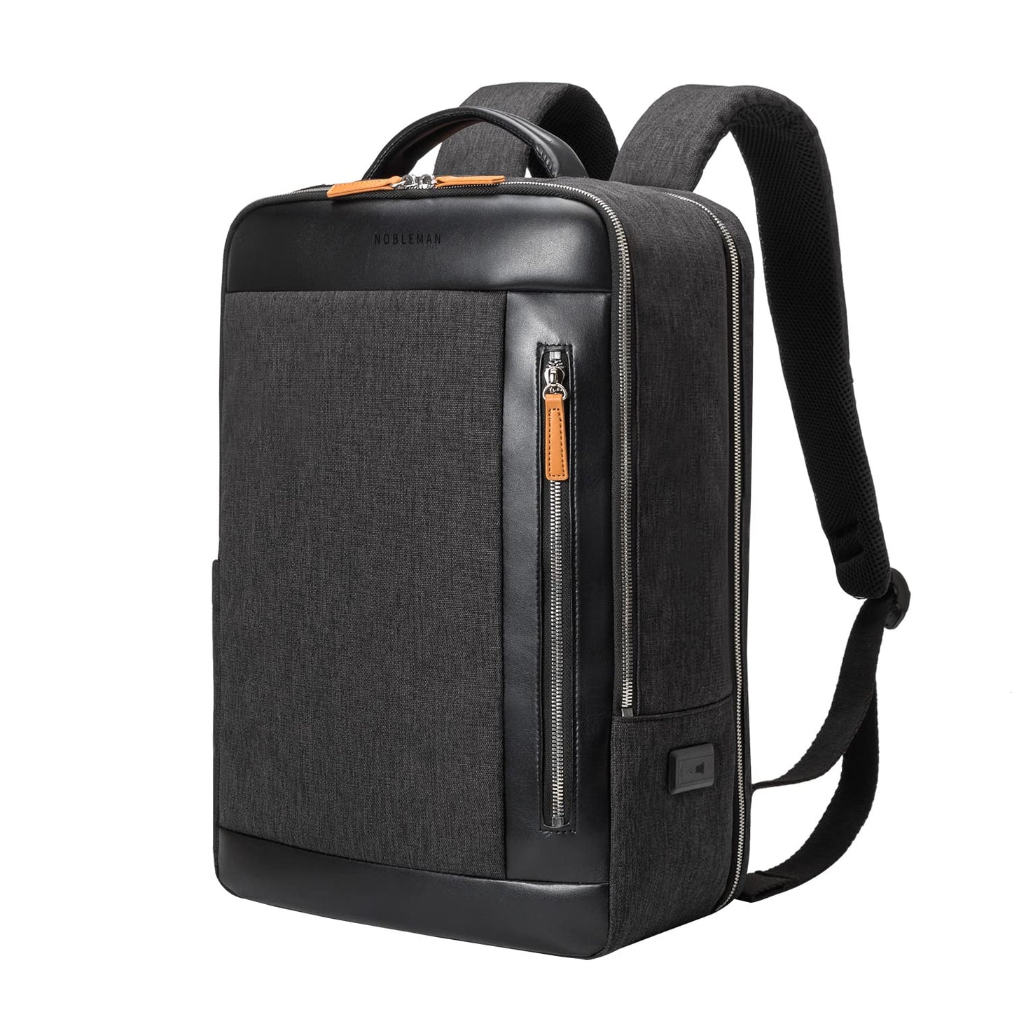 NOBLEMAN Professional Laptop Computer Backpack Men, Luxury Expandable Travel Business Office Backpacks for Executive Men, Nice Leather Waterproof College Bookbag Bag Fits 17 Inch Tech Laptop (Black) ﻿