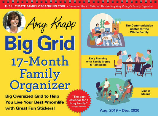 2020 Amy Knapp's Big Grid Family Organizer Wall Calendar: August 2019-December 2020