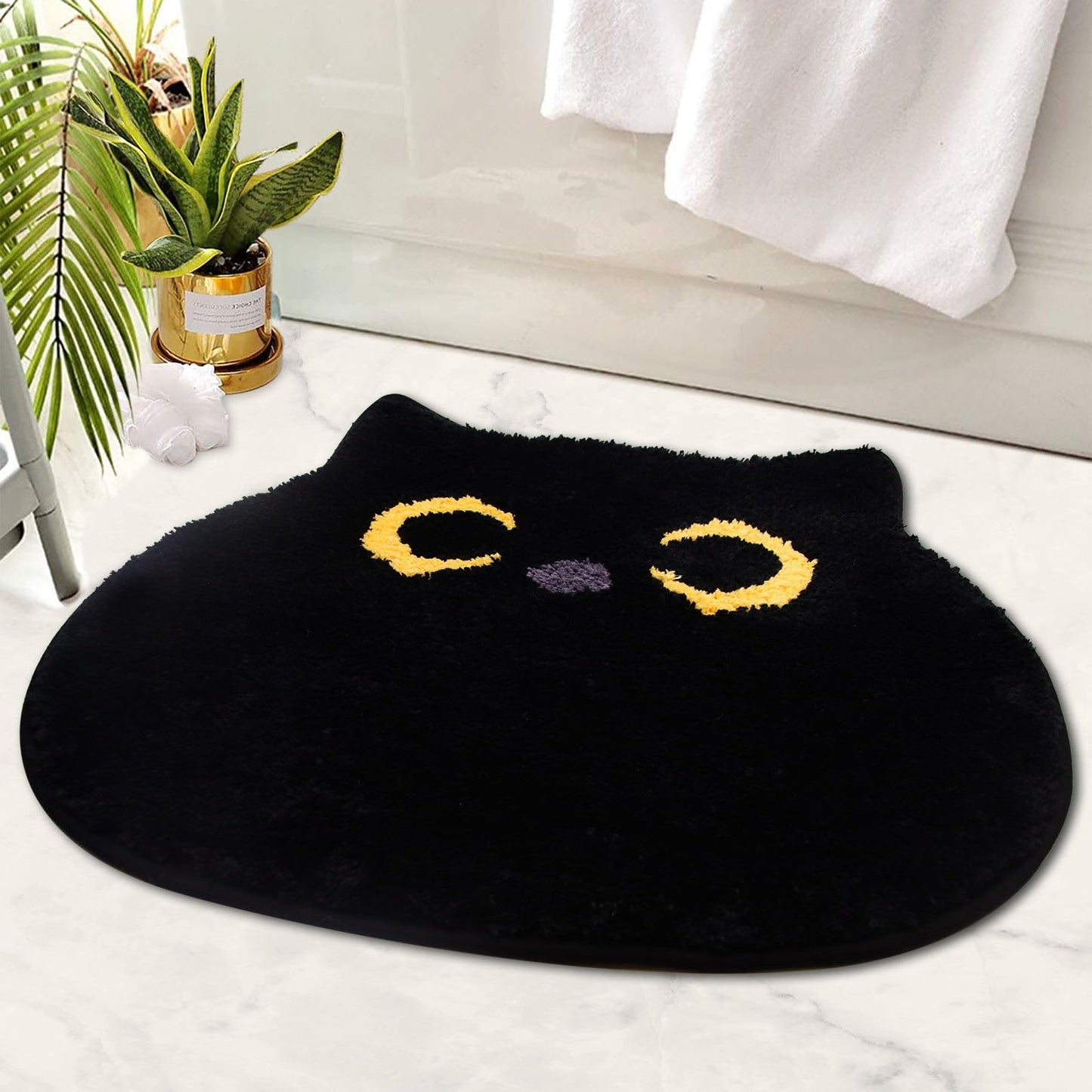 NIGOWAYS Bathroom Rug - Bathroom Mat,Black Cat Rug,Soft Cat Bath Mat,Non Slip Bath Mats for Bathroom Kitchen Bedroom,Home Decorations Gifts(20 * 22inch)
