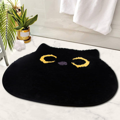 NIGOWAYS Bathroom Rug - Bathroom Mat,Black Cat Rug,Soft Cat Bath Mat,Non Slip Bath Mats for Bathroom Kitchen Bedroom,Home Decorations Gifts(20 * 22inch)