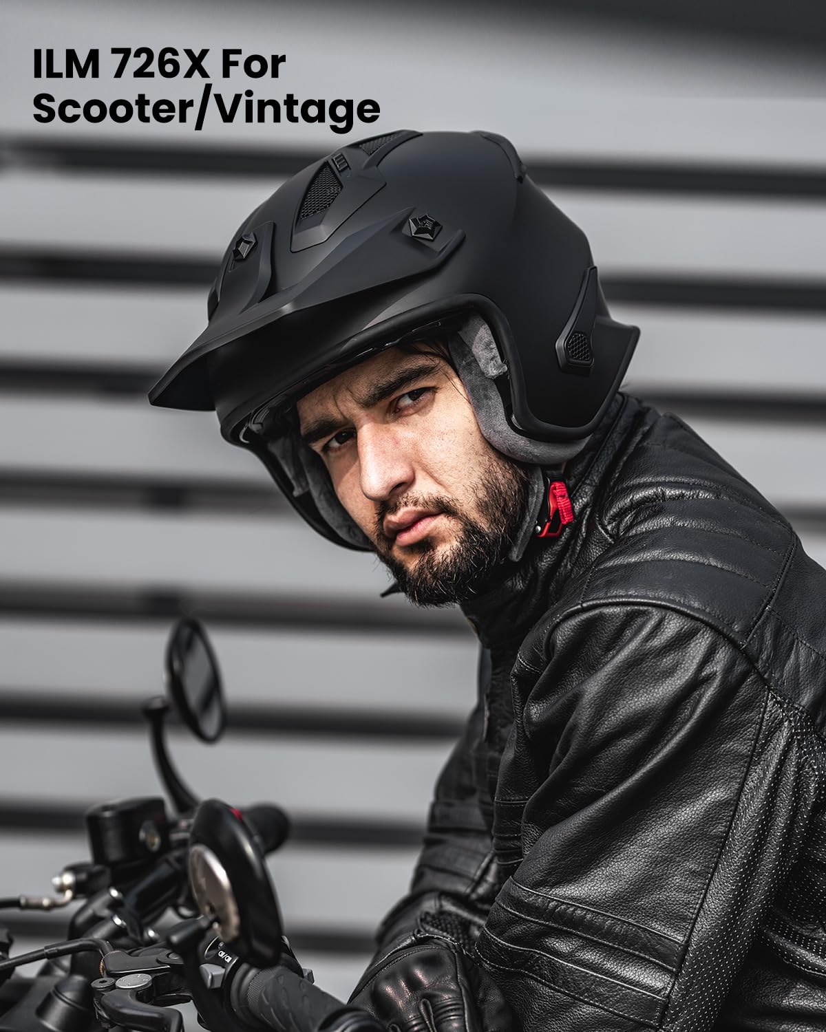 ILM Open Face Motorcycle 3/4 Half Helmet for Dirt Bike Moped ATV UTV Motocross Cruiser Scooter DOT Model 726X (Matte Black,XL