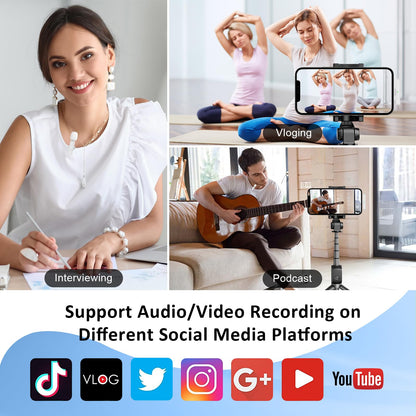 MAYBESTA Professional Wireless Lavalier Microphone for iPhone, iPad, Android - Bluetooth Lapel Mic for Video Recording - Mini Phone Microphone for Tiktok YouTube Interview Podcast Vlog