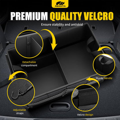 MIKKUPPA Car Trunk Organizer - 65L Collapsible Trunk Organizer with Lid, Sturdy Car Storage for SUV Auto Truck Van with Adjustable Straps and Non Slip Bottom (Black)