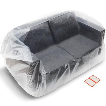 Plastic Furniture Covers for Moving - Heavy-Duty Loveseat Cover for Love Seat, Bench and Large Items, Clear Bags for Renovation, Wrap or Storage - Extra Large Bag Open Size 68 x 42 x 62 Inch