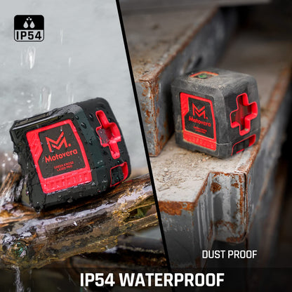 Motovera Laser Level, 100 feet Self Leveling Laser Level, Green Cross Line Rotary Lasers, 4 Brightness Adjustment, Manual Self leveling and Pulse Mode, IP54 Waterproof Battery Carrying Bag Included