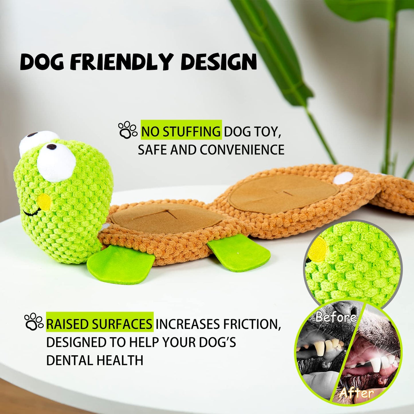 lilfrd Dog Puzzle Toys - Enrichment Squeaky Crinkle Snuffle Treat Dispensing Smart Dog Toys for Boredom and Stimulating, Durable Plush Toys for Large Medium Small Breed - Turtle
