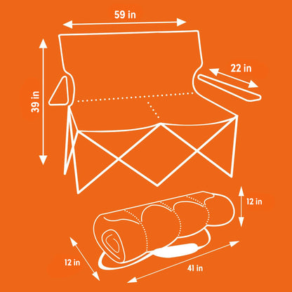 Kelty Loveseat 2-Person Oversized Camping Chair – Folding Heavy Duty Double Camp Seat for Soccer Games, Backyard, Tailgating and Beach Days (Dark Shadow/Navy)