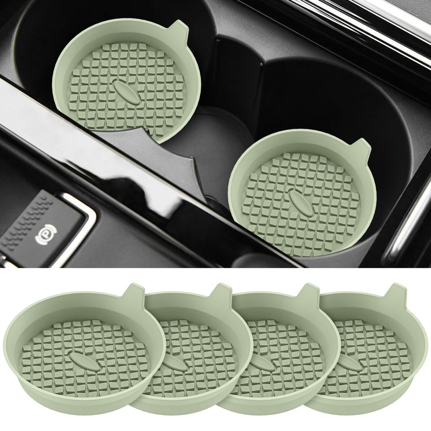 ME.FAN Car Cup Holder Coasters [4 Pack] Silicone Cups Mats, Automotive Universal Non-Slip Recessed Interior Accessories Desert Sage