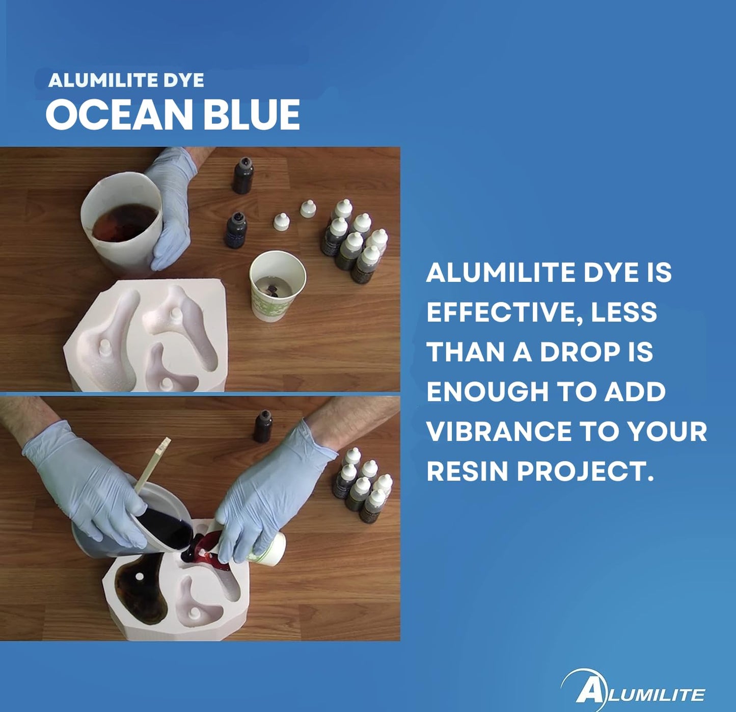 Alumilite Liquid Color Dye (Ocean Blue, 1 oz) Highly Concentrated Tint for Casting Resin, Polyester, and Urethane - Ideal for Clear, Translucent, or Opaque DIY Arts & Crafts, Beginners & Professionals