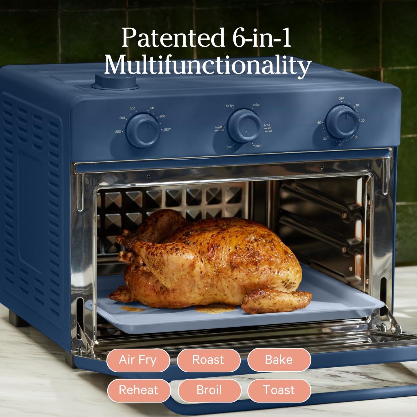 Our Place Large Wonder Oven | 6-In-1 Toxin-Free Air Fryer & Toaster with Steam Infusion | Family-Sized 32QT, 1700W Countertop Design | Includes Bake Tray, Fryer Basket, Large Racks | Blue Salt