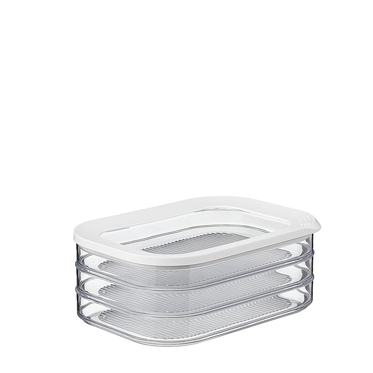 Mepal Modula Rounded Food Storage Box with Lid Set of 3 | Ideal for Cold Cuts, Cheese, and More | Stackable design | Transparent Framed Lid | BPA-Free, Nordic White (17oz/500ml)