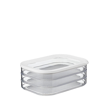 Mepal Modula Rounded Food Storage Box with Lid Set of 3 | Ideal for Cold Cuts, Cheese, and More | Stackable design | Transparent Framed Lid | BPA-Free, Nordic White (17oz/500ml)