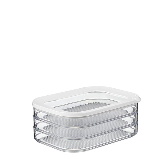 Mepal Modula Rounded Food Storage Box with Lid Set of 3 | Ideal for Cold Cuts, Cheese, and More | Stackable design | Transparent Framed Lid | BPA-Free, Nordic White (17oz/500ml)